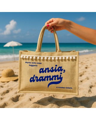 Borsa Mare in Juta con Frase Divertente – “Porto solo cose leggere”