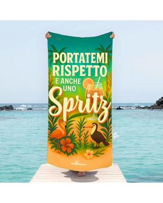 Telo Mare Ironico “Portatemi rispetto e anche uno Spritz” - Microfibra