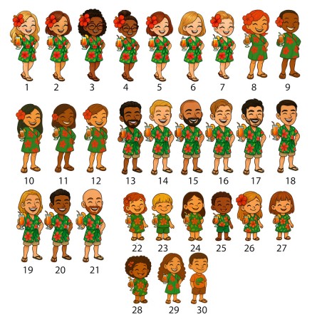 Telo Mare Personalizzato con Nome e Avatar - Linea Hawaii per Adulti e Bambini