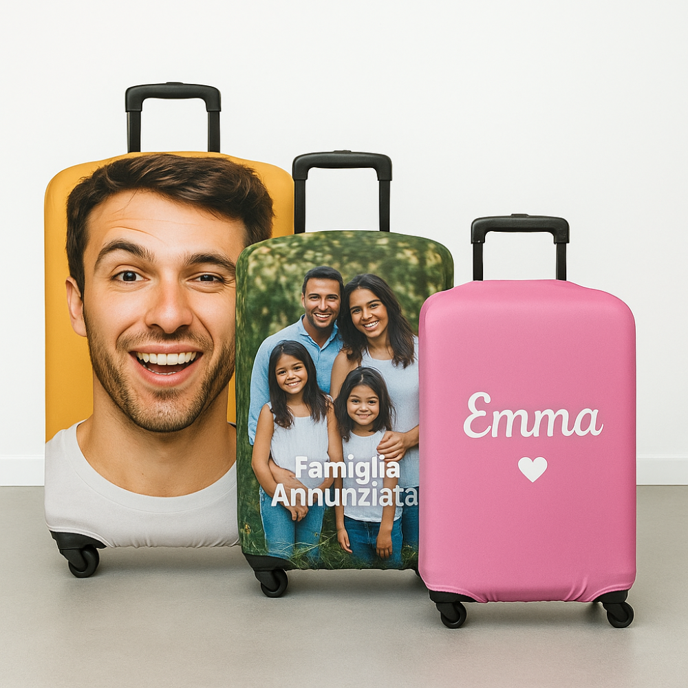 Copri-valigia personalizzato in 3 misure – Protezione valigia con stam