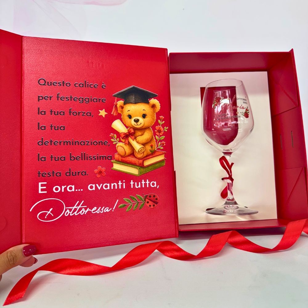 Regalo Laurea Personalizzato con Calice e Scatola – Nome, Corso e Data