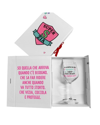 Gift Box con Calice Personalizzato “Super Zia” o “Super Zio”