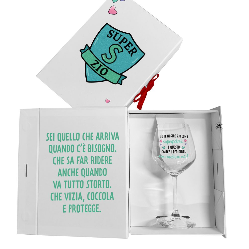 Calice regalo Super Zio o Super Zia  Confezione personalizzabile