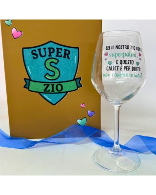 Gift Box con Calice Personalizzato “Super Zia” o “Super Zio”