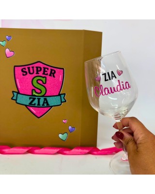 Gift Box con Calice Personalizzato “Super Zia” o “Super Zio”
