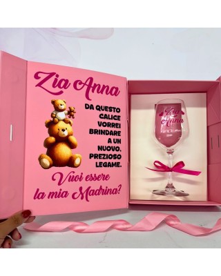 Gift Box con Calice Personalizzato – “Vuoi essere la mia Madrina o il mio Padrino?”