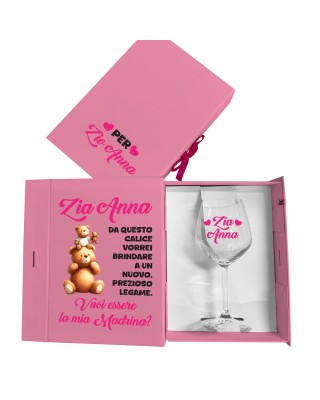 Gift Box con Calice Personalizzato – “Vuoi essere la mia Madrina o il mio Padrino?”