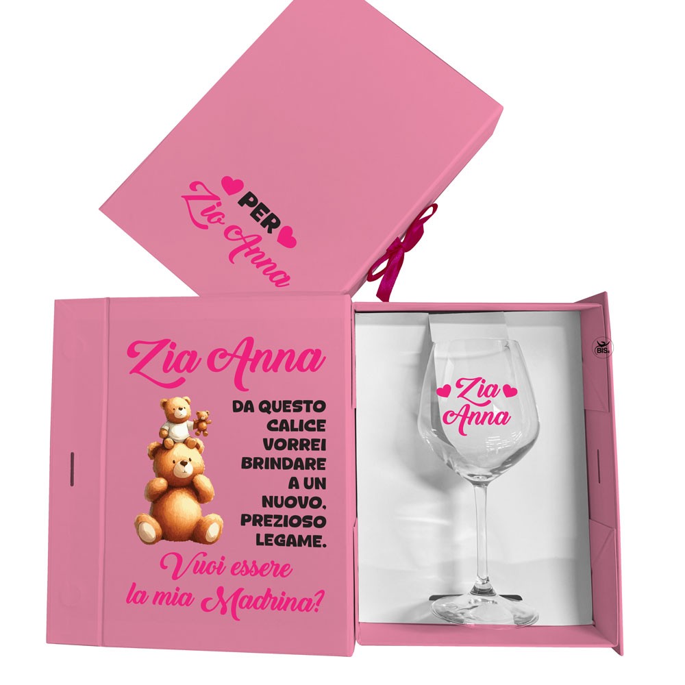 Scatola regalo con calice personalizzato Madrina o Padrino