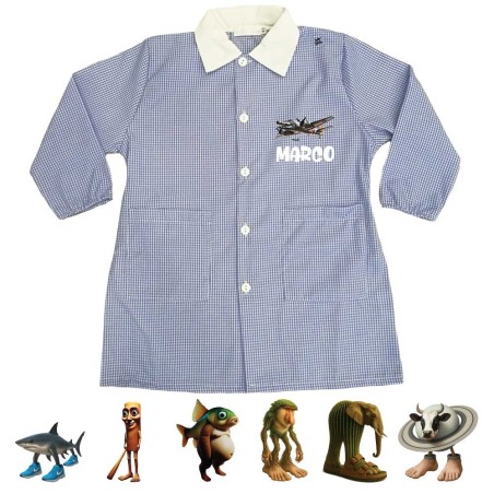 Grembiule bimbo a quadretti blu – Personalizzato con nome | Linea Brainrot TikTok