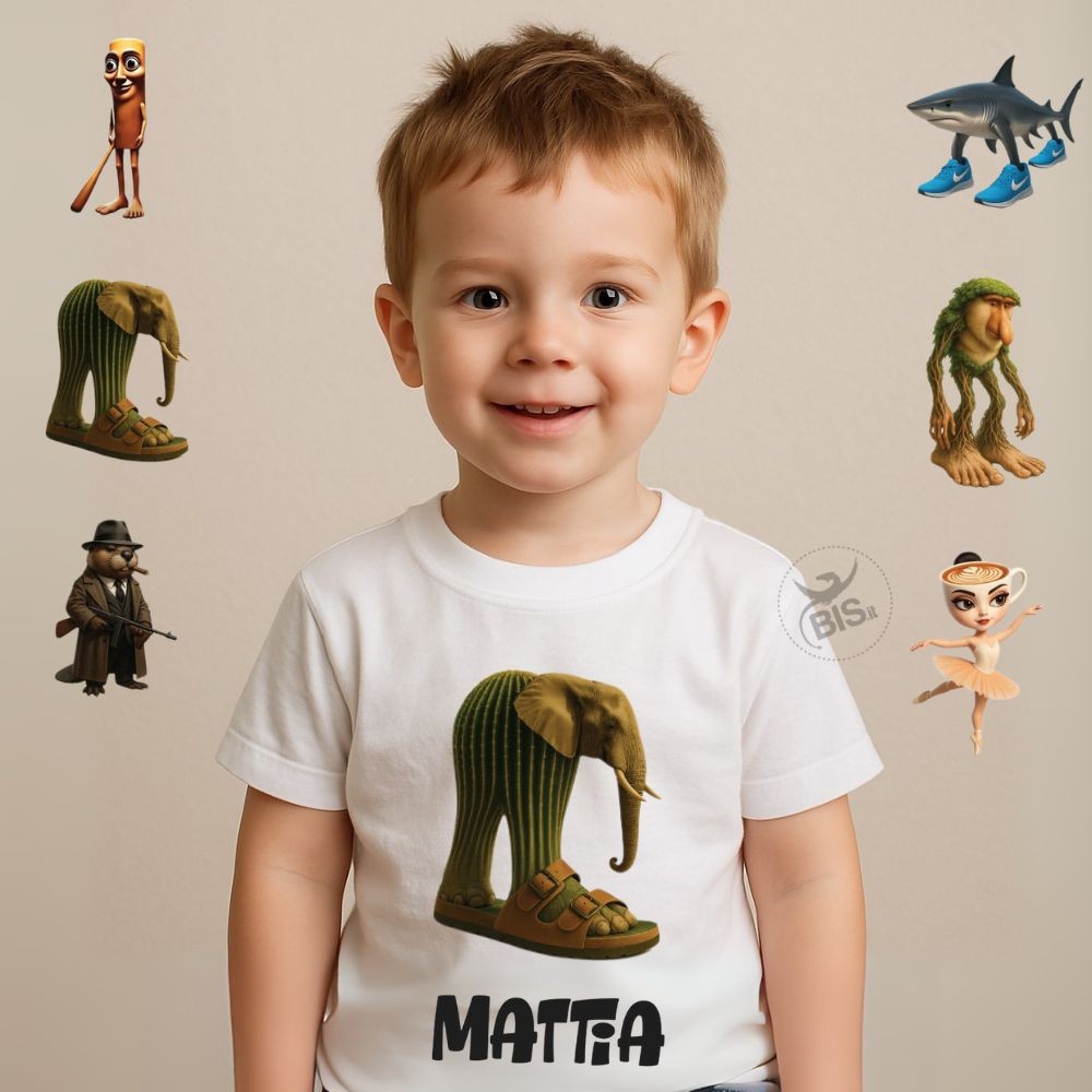 T-shirt bimbo personalizzata con nome – Linea Brainrot | Personaggi TikTok virali T-shirt bimbo personalizzata con nome – Linea Brainrot | Personaggi TikTok virali