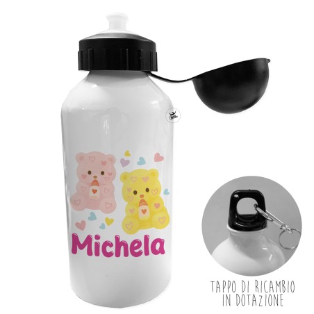 Borraccia Orsetti Coccolosi Personalizzata con Nome – 500 ml