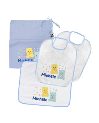 Kit Asilo Linea Orsetti Coccolosi Personalizzato con Nome – 4 Pezzi
