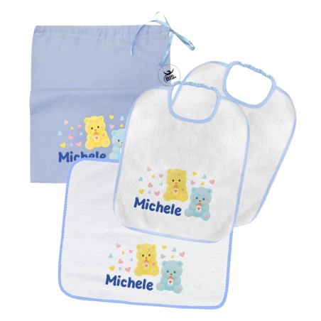 Kit Asilo Linea Orsetti Coccolosi Personalizzato con Nome – 4 Pezzi