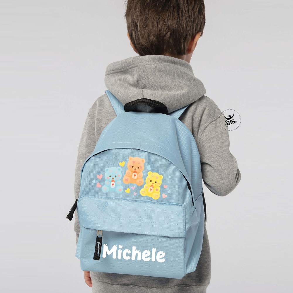 minimutz Zaino asilo ragazzi ragazze con nome | Piccolo zaino personalizzato per bambini zaino per il tempo libero, blu royal/azzurro