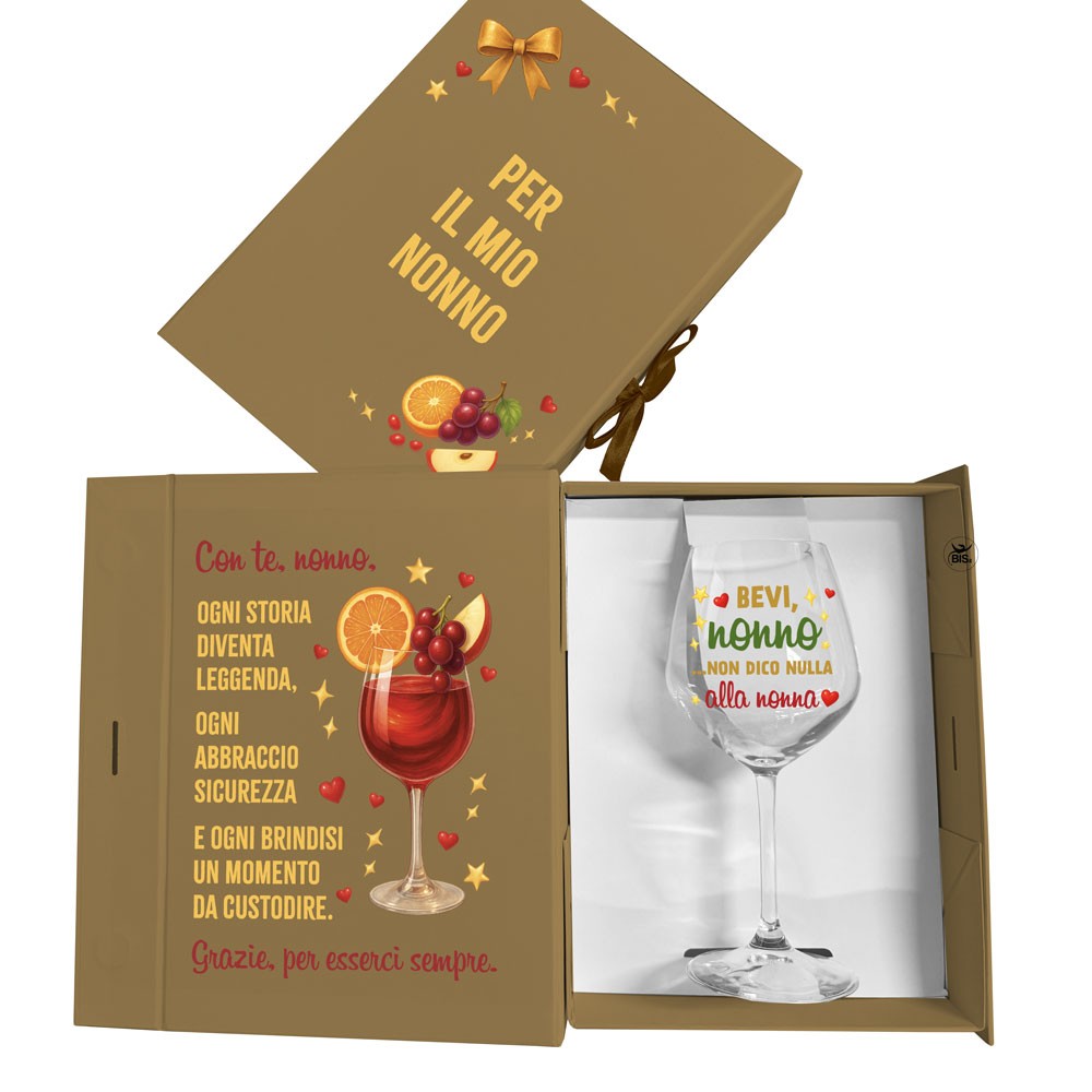 Gift Box con Calice Personalizzabile | Regalo Originale per Nonni, Nonne, Papà e Occasioni Speciali