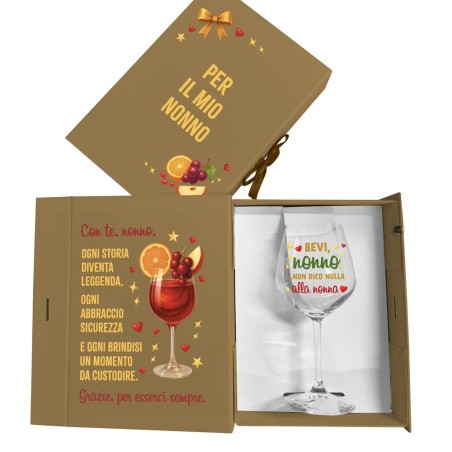 Gift Box con Calice Personalizzato – Idea Regalo per Nonni, Nonna, Papà o Compleanno | BuyItalianStyle