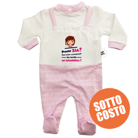 Tutina neonata invernale, finta salopette, con stampa cuori + "Pronto