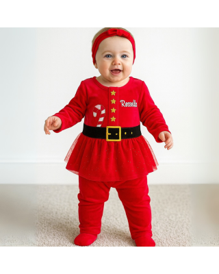 Completino Babbo Natale neonata da personalizzare con nome