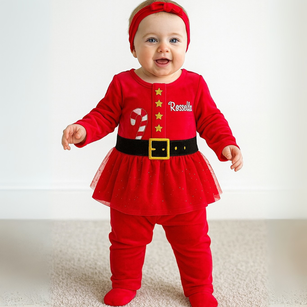 Completino Babbo Natale neonata da personalizzare con nome Completino Babbo Natale neonata da personalizzare con nome