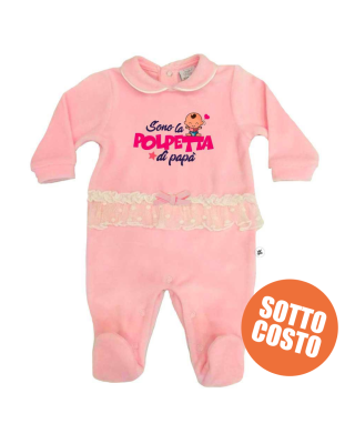 Tutina rosa in ciniglia con fascia in tulle