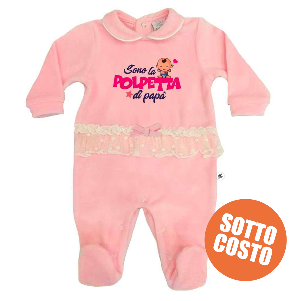 Tutina rosa in ciniglia con fascia in tulle