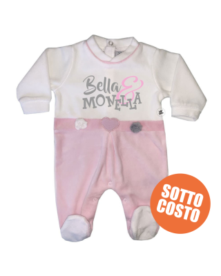 Newborn girl chenille bodysuit with flowers "Bella & Monella"