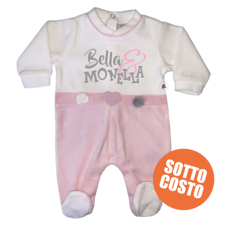 Tutina neonata in ciniglia con fiori "Bella & Monella"