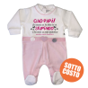 Newborn girl chenille jumpsuit, with hearts and flowers, "Hi Dad!"
