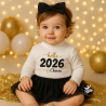 Abitino con gonna in tulle glitterata "Hello 2023", da personalizzare