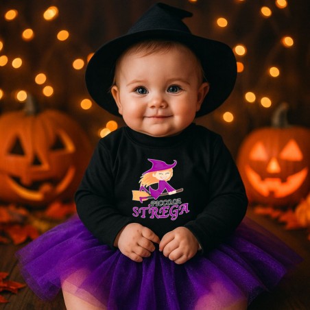 Costume per halloween da neonata con stampa piccola strega e gonna in