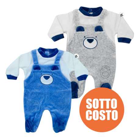 Tutina neonato in ciniglia "Cagnolino con nome"