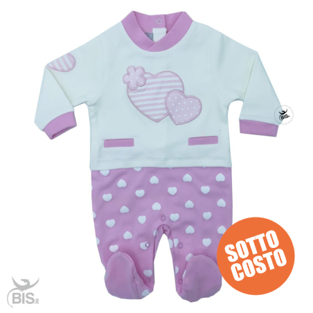 Tutina invernale per neonata pois e cuori