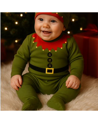 Set natalizio body lupetto e ghettine "Elfo"