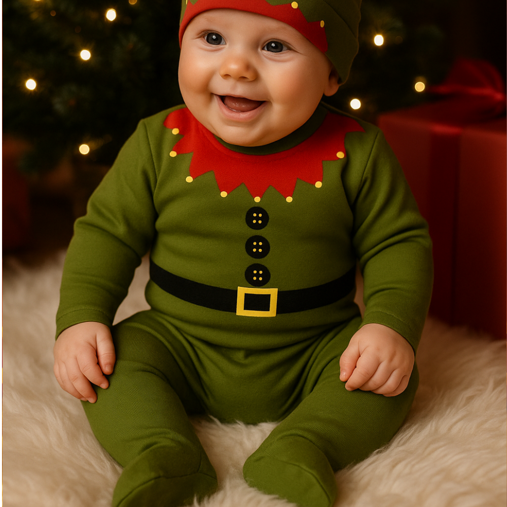 Set natalizio body lupetto e ghettine "Elfo"