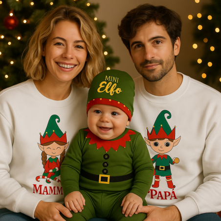 Felpa donna natalizia "Linea Family" Mamma Elfo da personalizzare