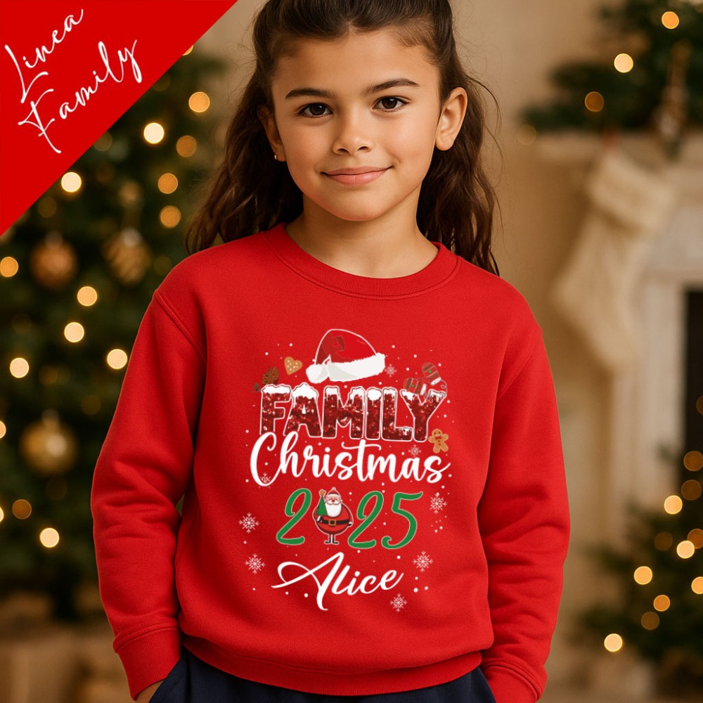 Felpa Personalizzata Bambini - Family Christmas 2024 per un Natale in