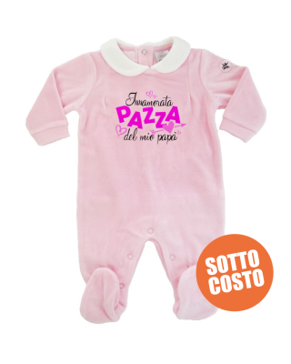 Tutina neonata ciniglia rosa "Innamorata pazza del mio papà"