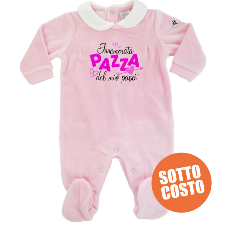 Tutina neonata ciniglia rosa "Innamorata pazza del mio papà"