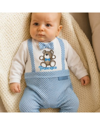Winter Newborn jumpsuit, with hearts + "I'm daddy's meatball" print.