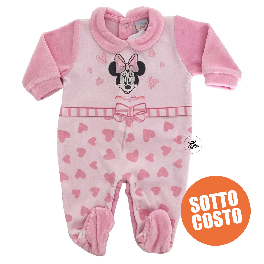 Tutina neonata ciniglia "Minnie Love"  da personalizzare con nome