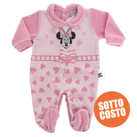 Tutina neonata ciniglia "Minnie Love"  da personalizzare con nome