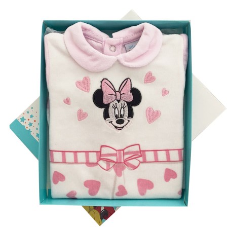 Tutina neonata ciniglia "Minnie Love"  da personalizzare con nome