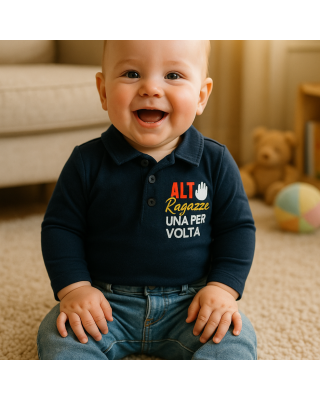 Personalized Polo Shirt Bodysuit "STOP! Girls...wait for your turn"