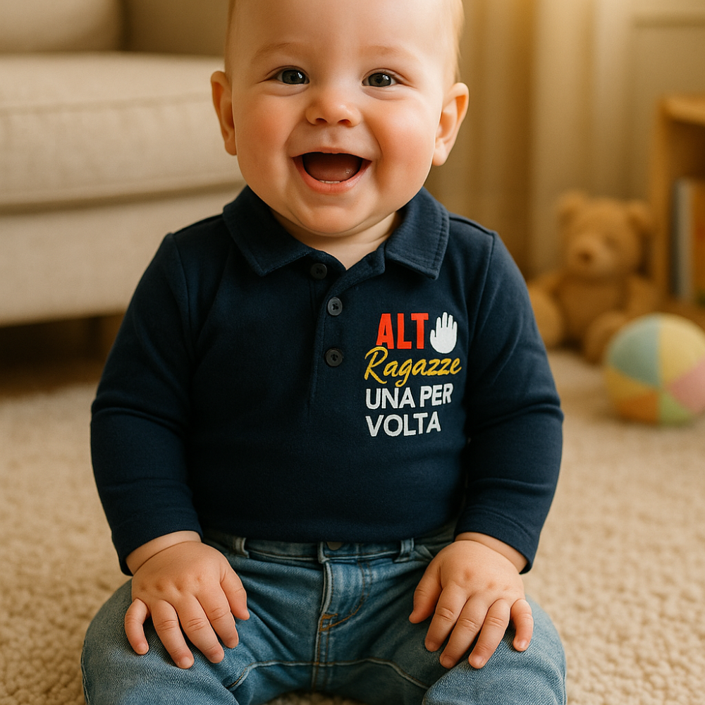 Personalized Polo Shirt Bodysuit "STOP! Girls...wait for your turn"