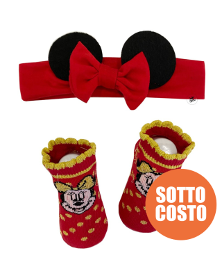 Set nascita natalizio disney calzini e fascia "Minnie"