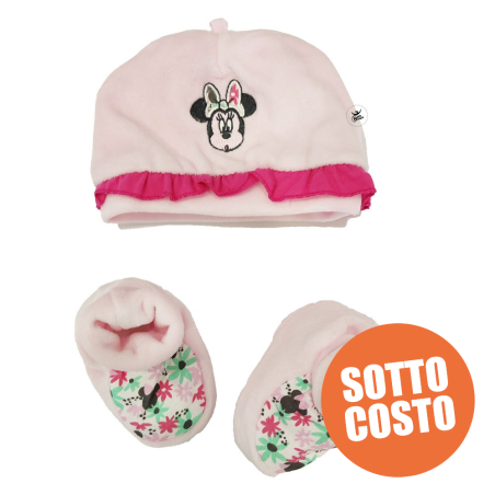 Kit cappellino e babbucce neonata "Minnie flowers"da personalizzare co