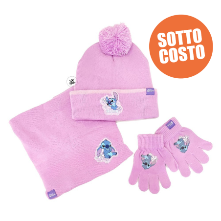 Kit scalda collo, cappellino, e guanti "Stich"