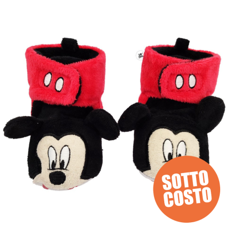 Babbucce rosse neonato con strappo "Topolino"