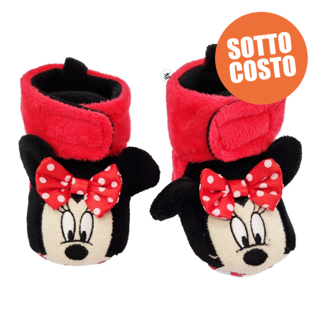 Babbucce rosse neonata invernali con strappo "Minnie"
