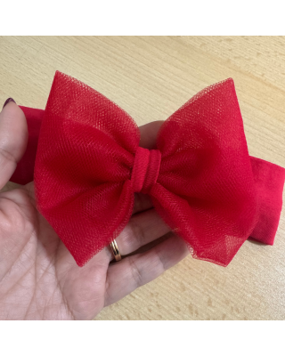 Hair band with tulle bow in cotton